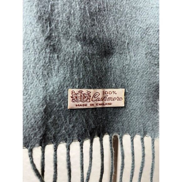 100% Cashmere Fringe English Lightweight Woven Scarf Gray - Picture 6 of 7